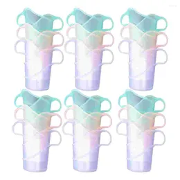 Disposable Cups Straws 24 Pcs Plastic Cup Glass Coffee Tumbler Insulation Cover Anti-scald Holder Paper Tray Stand Office