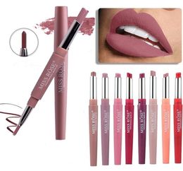 Double end Lip Makeup Lipstick Pencil Waterproof Long Lasting Tint Sexy Red Lip Stick Beauty Matte Liner Pen Lipstick4053210