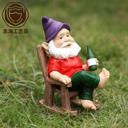Commercial Garden Raised Rocking Chairs, Dwarf Ornaments, Outdoor Decoration Gifts, Resin Crafts