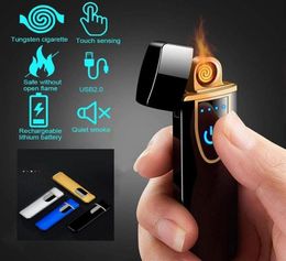 In Stock Portable USB Rechargeable LED Screen Touch Switch Lighters Safety Windproof Flameless Electronic Arc Cigarette Lighter Cu7551436