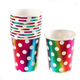 Disposable Cups Straws 10pcs 250ml Black Gold Metal Colour Style Singleism Birthday Party Decorations Adult Kids Supplies Paper Tableware Cup