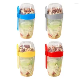 Storage Bottles Cereal Nut Yogurt Salad Cup Portable Containers With Cover Wear Resistant Double Layer Can Milk Container For Prep