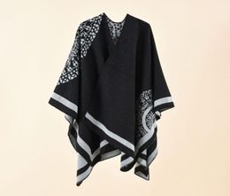 Scarves 2022 Fashion Winter Warm Floral Ponchos And Capes For Women Oversized Shawl Wraps Cashmere Pashmina Female Bufanda Mujer3098241