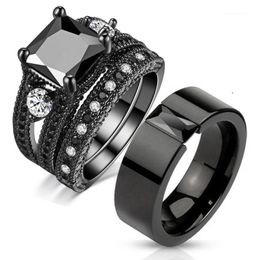 Black Nano Zircon Black Gold Plated Ring Luxury Gold Men And Women Combination Couple Ring Bridal Engagement Gift17619027