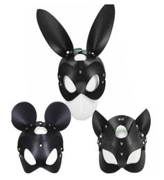 Fetish Head Mask BDSM Bondage Restraints Faux Leather Rabbit Cat Ear Bunny Masks Roleplay Sex Toy For Men Women Cosplay Games3145647