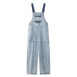 Women's Jeans Women Denim Pants Overalls Fashion Blue Suspender Trousers Casual Straight Loose High Waist Jumpsuit