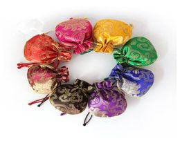 Happy Flower Silk Brocade Pouch Small Drawstring Jewellery Packaging Perfume Trinket Bag Empty Tea Candy Gift Bag Wedding Party Favo9039863