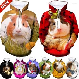 Men's Hoodies 3D Guinea Pig Printing For Men Cute Animal Graphic Hooded Sweatshirts Kids Funny Pullovers Women Winter Clothing Hoodie