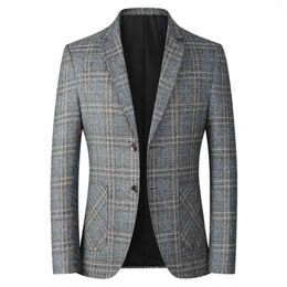 Men's Suits Autumn Men Plaid Blazers Jackets Male Korean Design Coats Spring Business Casual Slim Fit Clothing