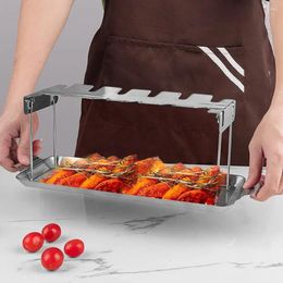 Tools Chicken Drumstick Grill Stainless Steel Leg Rack With Drip Pan For Wings Legs Bbq Kitchen Tool Indoor Outdoor