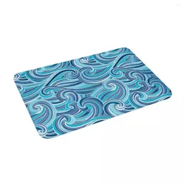 Carpets Hand Drawn Sea Wave Pattern Non Slip Absorbent Memory Foam Bath Mat For Home Decor/Kitchen/Entry/Indoor/Outdoor/Living Room