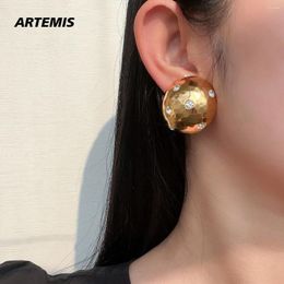 Dangle Earrings 2024 Fashion Designer Brands Round Gold Crystal Large Ear Clips Women Top Quality Luxury Jewelry Trend