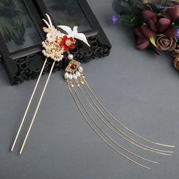 Hair Clips U Shaped Sticks Forks Vintage Chinese Style Hairpins Flower Headpieces Pearl Hairclips Long Tassel Jewellery For Women