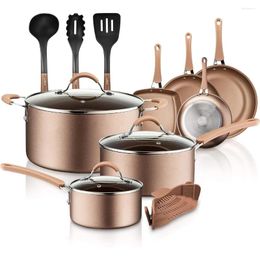 Cookware Sets Utensil Set Of Pots For Cooking Dutch Oven Pot Gold Non-stick Kitchen Utensils Frying Pans Lids Accessories Kit