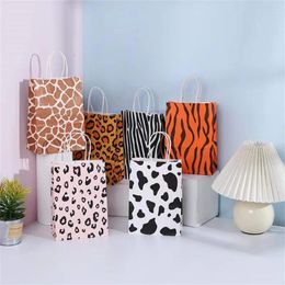 Gift Wrap 4Pcs Jungle Party Bags Birthday Safari Zoo Wild Candy Cookies Packaging Paper Decor Supplies