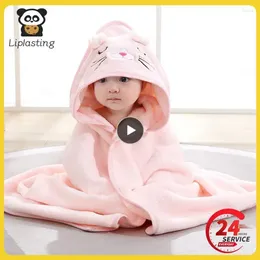 Rompers Unisex Baby Bathrobe Flannel Cloak Cartoon Boy Girl Ultra-Soft Hooded Spa Robe Bath Towel Born Cover-Up Shower Gift