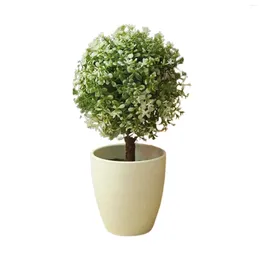 Decorative Flowers Small Boxwood Ball Faux Plants Indoor & Outdoor Greenery Garland Fake For Kitchen Living Room Shelf