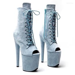 Dance Shoes Auman Ale 20CM/8inches Suede Upper Sexy Exotic High Heel Platform Party Women Peep Toe Ankle Boots Pole 119