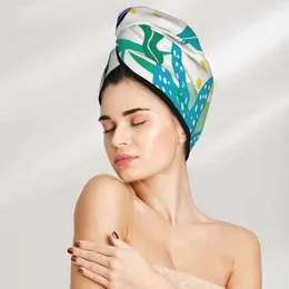 Towel Microfiber Girls Bathroom Drying Absorbent Hair Abstract Nature Leaves Magic Shower Cap Turban Head Wrap