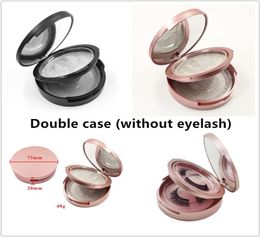 Double Layer Round eyelash case with mirror rose gold Black false eyelashes box 2pairs of eyelash case storage Makeup Cosmetic Cas1950490