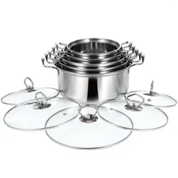 Double Boilers Stainless Steel Ear Soup Pot Set Kitchen Stock With Lid Pots Lids Large Metal Stew Stockpot