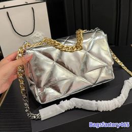 19 Series Women Designer Bag Shoulder Bag Shiny Lambskin Leather Quilted Flap Woven Hardware Gold and Silver Chain Luxury Wallet Cross Handbag Large Capacity 24cm