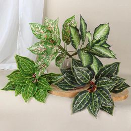 Decorative Flowers 1PC Artificial Plants Lifelike Greenery Stems Foliage Silk Leaves Home Decor 13-Head Fake Plant Branch