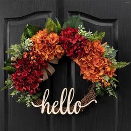 Decorative Flowers Candy Cane Wreath Form Christmas Bow For Front Door Fall Orange Red Hydrangea Handmade