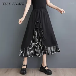 Skirts Black Plus Size Vintage High Waist Summer Casual Loose Long For Woman Womens 2024 Skirt Clothing