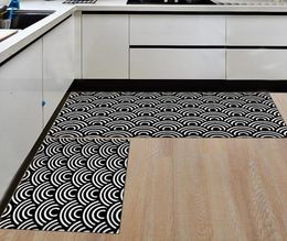 Black White Kitchen Mat Geometric Printed Kitchen Mats Cooking Rugs Floor Mat Balcony Bathroom Carpet Entrance Door Mats5829418