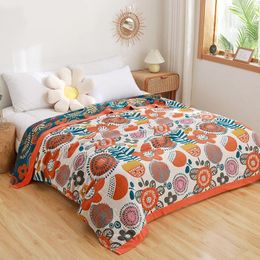 Blankets Flower Sofa Cotton Gauze 5 Layers Blanket 150 200cm Home Bed Comforter El Towel Quilt Plaids Bedspread