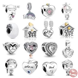 925 Sterling Silver fit pandoras charms Bracelet beads charm Jewelry Pendant Boy Girl Sparkling Mom Bead Sisters