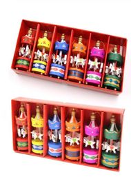 Wood Carousel Horse Ornaments Wood Craft Christmas Ornaments Mini Beautiful Wooden Xmas Children Gift Toys New Year Christmas Gift5533869