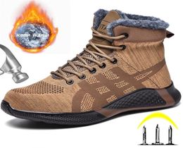 Boots Safety Work Men Winter Indestructible Shoes Steel Toe AntiSmash Sneakers Warm 2210194283936