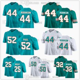 2024 Draught Pick Football Jerseys 44 Chop Robinson 52 Patrick Paul 25 Jaylen Wright 50 Mohamed Kamara 32 Patrick McMorris Green Teal White Colour Stitched