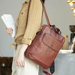 Backpack Fashion Luxury Natural Genuine Leather Women Multifunctional Weekend Outdoor Soft Real Cowhide Designer Female Handbag