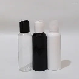 Storage Bottles 50pcs 100ml Empty Black White PET With Plastic Disc Top Cap Pointed Mouth Flip Shower Gel Shampoo Container