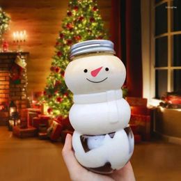 Storage Bottles 2pcs Christmas Snowman Milk Tea Cold Drink Cup Xmas Decoration Drinking Party Candy Can Holiday Kids Gifts Wrapping