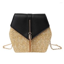 Bag Hexagon Mulit Style Straw Leather Handbag Women Summer Rattan Handmade Woven Beach Circle Bohemia Shoulder