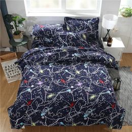 Bedding Sets Starry Sky Set 3D Planet Star Duvet Cover Flat Sheet And Pillow Cases Galaxy Bedspread Mattress Multiple Size