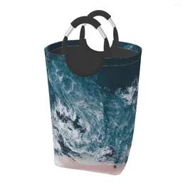 Laundry Bags Aerial Beach Print - Ocean Po Words Pink Sand Sea Travel Pography By Ingrid Beddoes A Dirty Clothes Pack