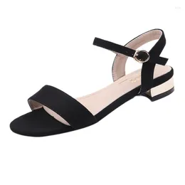 Casual Shoes Comfortable Women's Sandals With Flat Buckle In Black Size Non-slip Rubber Soles Low Heel Width