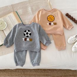 Clothing Sets Baby 2024 Fashionable Korean Style Set Spring And Autumn Cartoon Boy Letters Long Sleeve Hoodie Pants