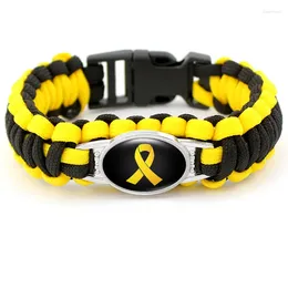 Charm Bracelets Yellow Ribbon Faith Hope Breast Cancer Awareness Glass Cabochon Outdoor Survival Paracord Men Women Jewelry Gift