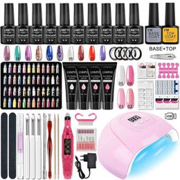 Nail Art Kits Manicure Set Acrylic Nail Kit UV LED Nail Lamp With Poly Nail Gel Kit Soak Off Manicure Tools Set Electric Nail Drill Nail Tools T240510