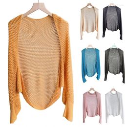 Scarves Skin-friendly Solid Colour Knitted Cloak For Ladies Spring Summer Lightweight Shawls Beach Sun-proof Short Anti-uv Cape