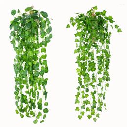Decorative Flowers Wall Hanging Fake Vine Ivy Plant Artificial Green Leaf Silk Leaves Plastic Plants For Wedding Party Home Decor