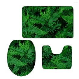 Bath Mats Green Leaf Bathroom Set Plant Non-slip Carpet Foot Mat Toilet Home Decor Super Soft And Absorb Water