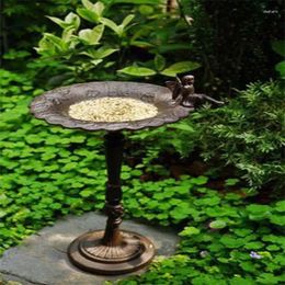 Other Bird Supplies Outdoor Feeder Cast Iron Vertical Floor High Pole Feeding Bowl Home Garden Decoration Supplie