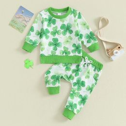 Clothing Sets FOCUSNORM 0-3Y Toddler Baby Girls Autumn Clothes 2pcs Long Sleeve Four Leaf Clover Print Sweatshirt Drawstring Pants
